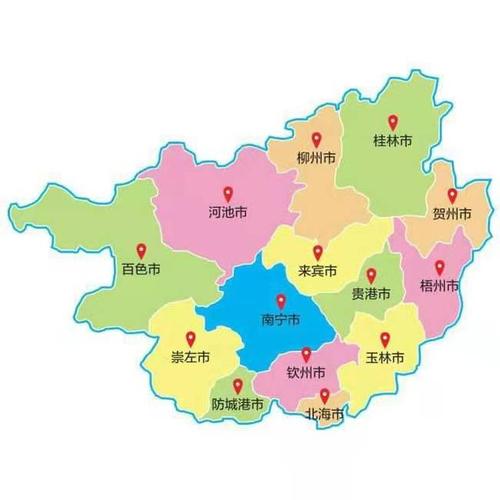 广西有多少个市地图